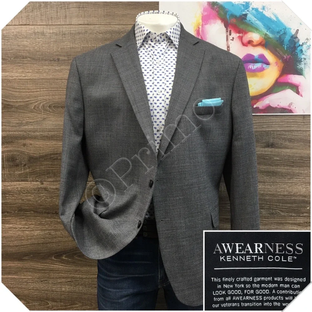 KENNETH COLE Mens Blazer Sport Coat Casual Jacket Size 52R Classic Wool Suit